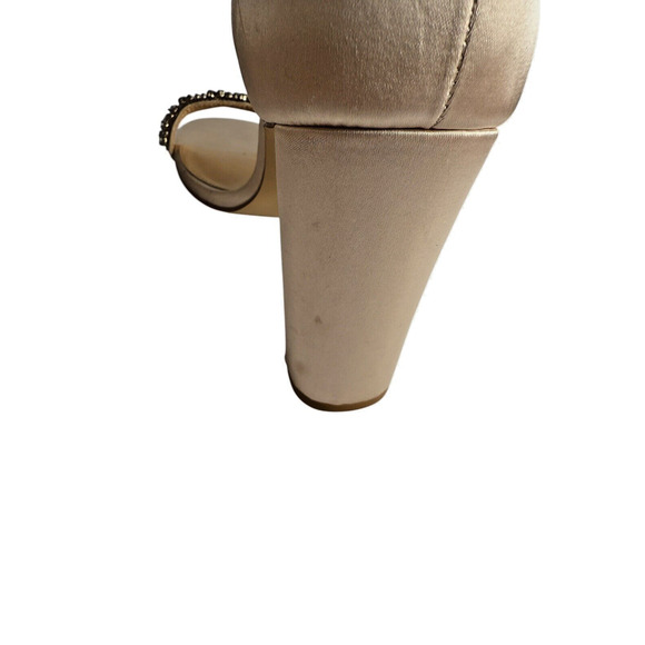 JEWEL BADGLEY MISCHKA Alia Evening Sandals Size 9 Champaign Satin Jeweled NWOB‎ - Picture 6 of 10